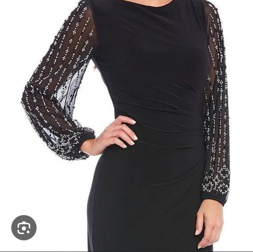 Marina Scallop Elegant Black Evening Dress